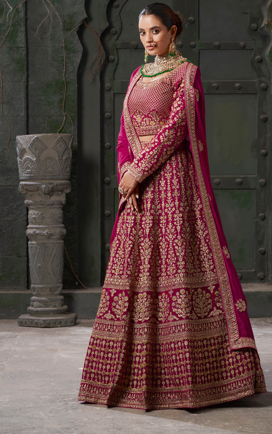 Gorgeous Queen Pink Codding Georgette Bridal Lehenga Choli With Dupatta