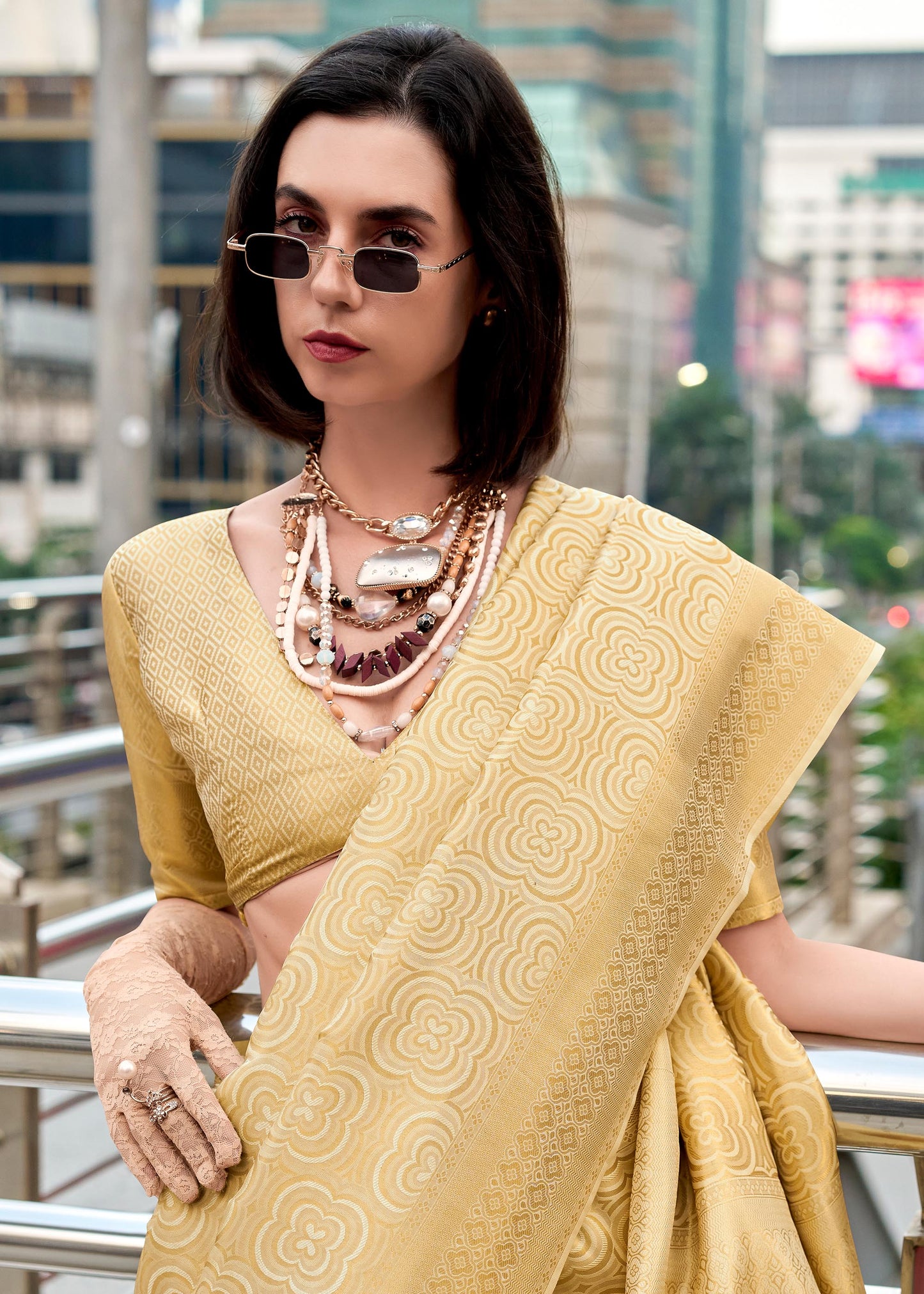 Yellow Butterscotch Handloom Kanchivaram Buttery Silk Saree