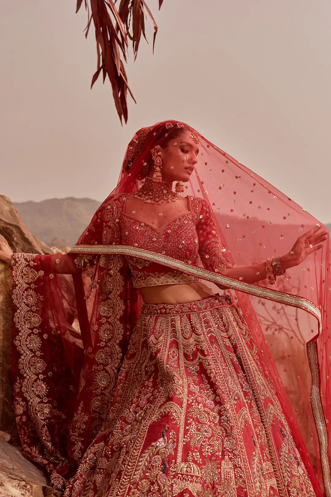 Red Zardozi Work Silk Bridal Lehenga