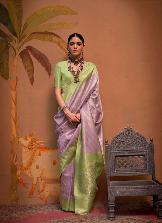 Lavender Kalamari Handloom Silk Saree