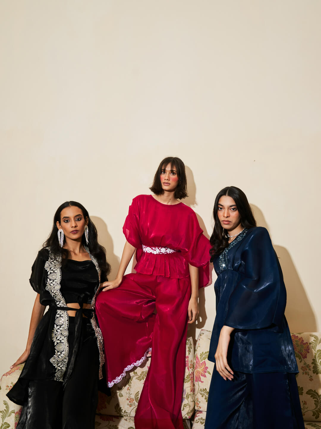 Rose Pink Glass Tissue With Intricate Hand Work