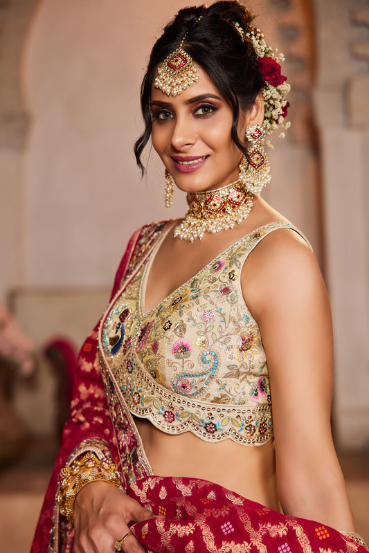 Pink colour Tissue Sequins embroidery Lehenga choli & Dupatta