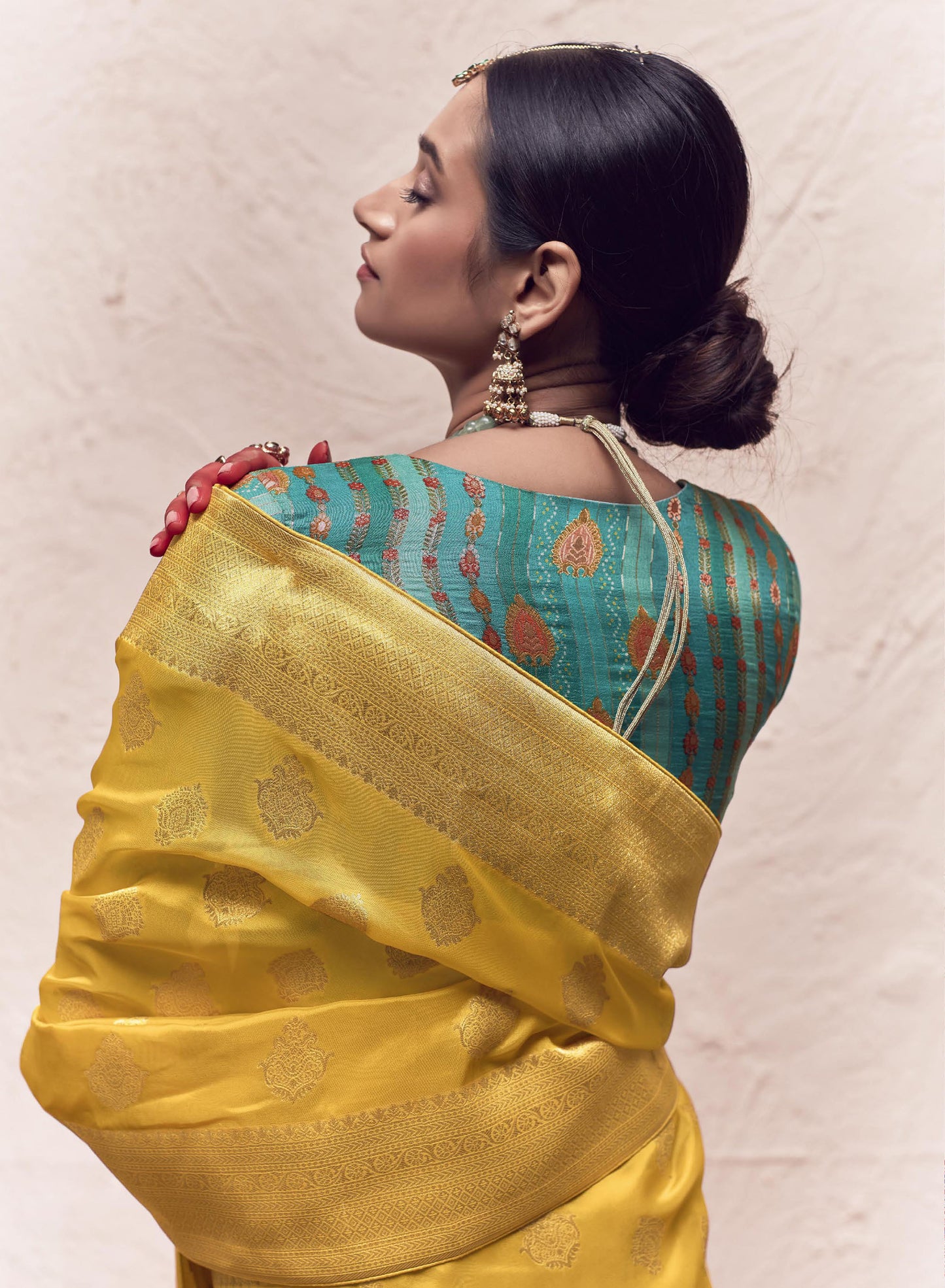 Yellow Printed Kasturi Saree