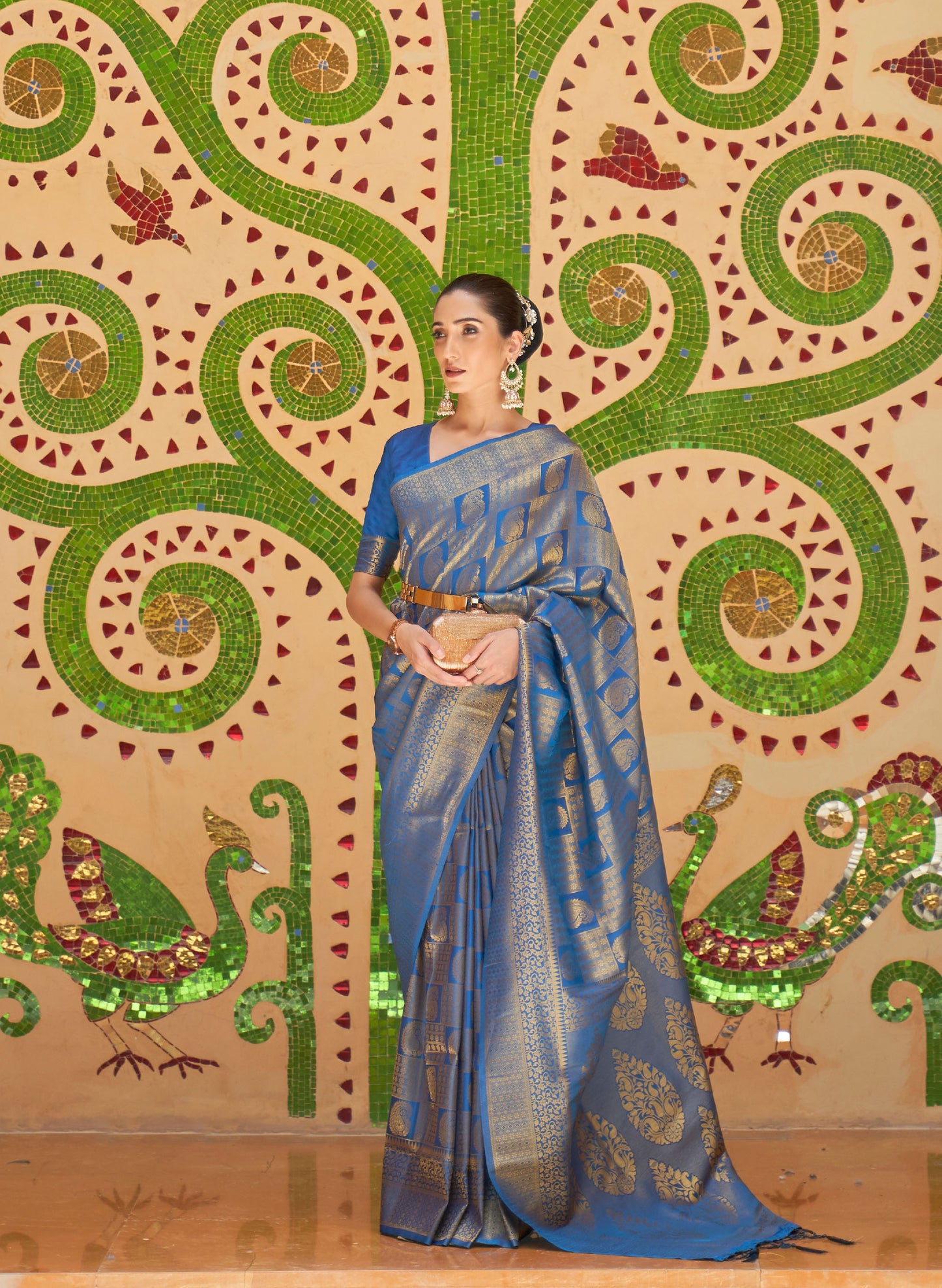 Blue Kinkhab Silk Handloom Saree