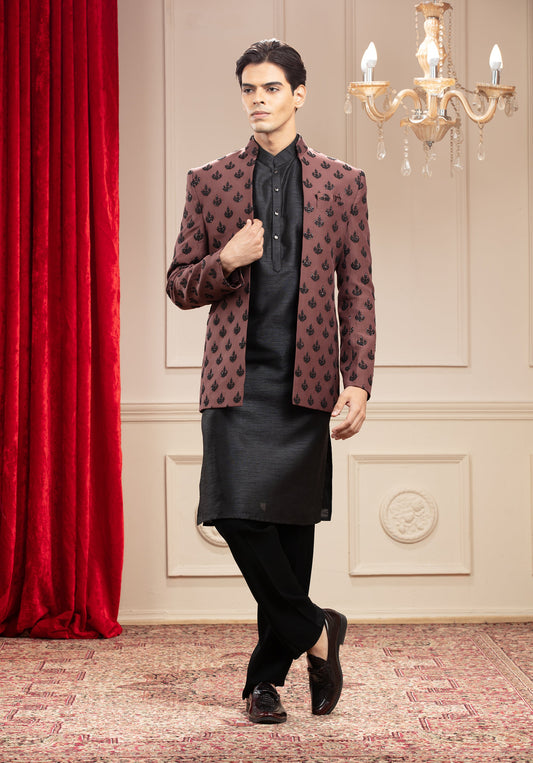 Brick Red Open Jodhpuri with sequin work