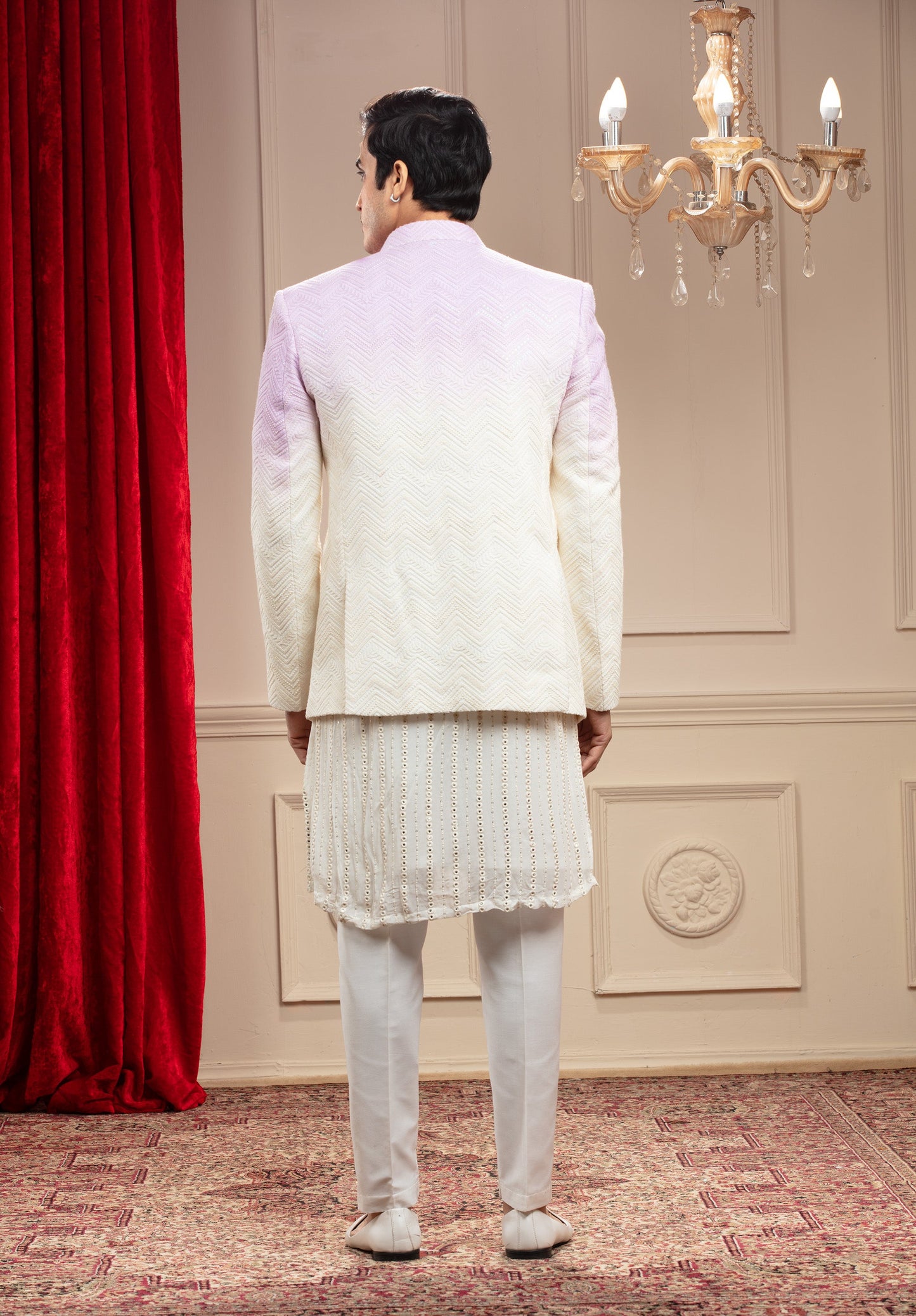 Lilac Ombre Open Jodhpuri with Sequins and Resham thread work