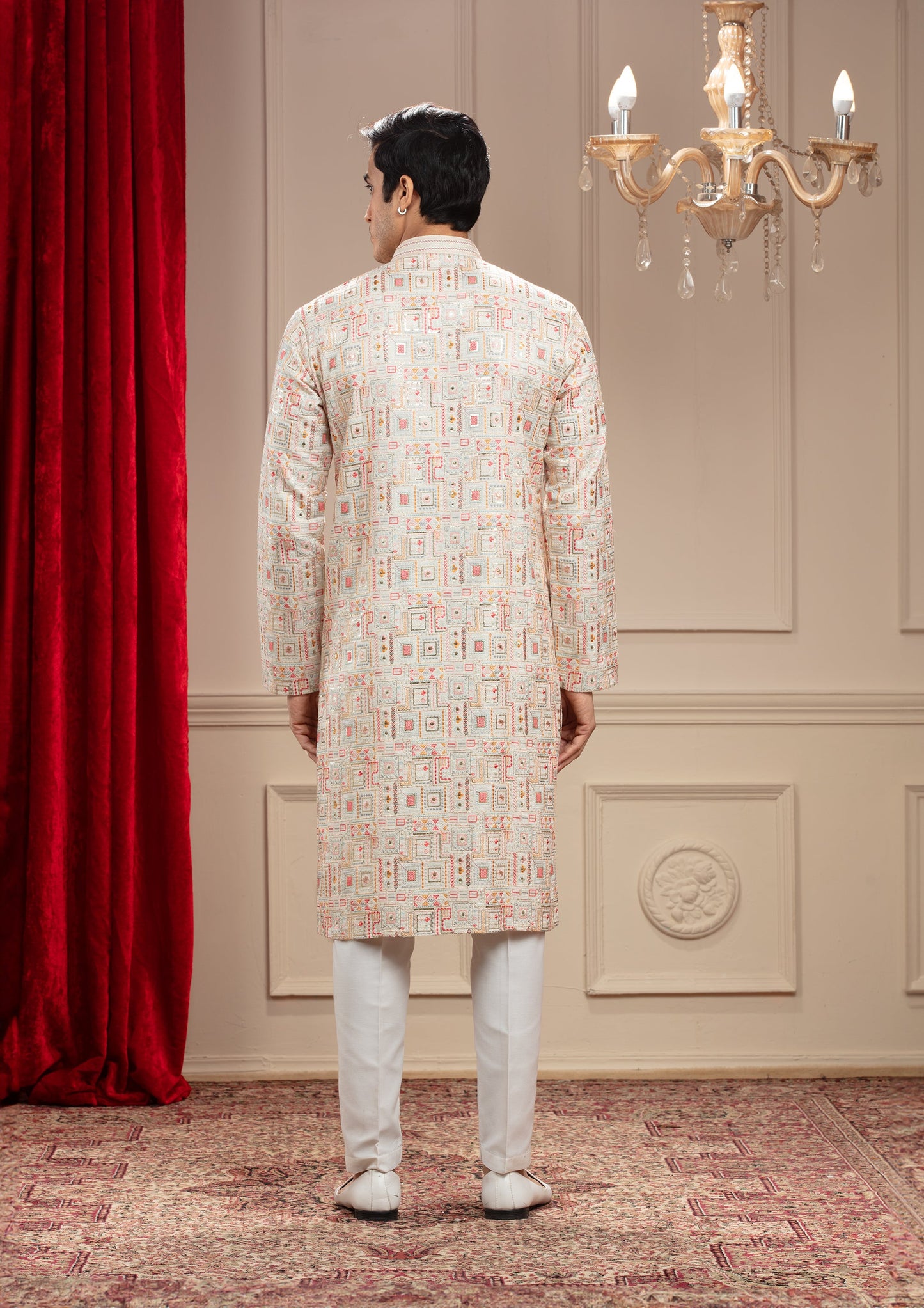 Multicolour Printed Banarasi Kurta Pajama Set