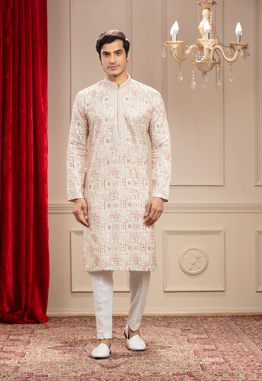 Multicolour Printed Banarasi Kurta Pajama Set
