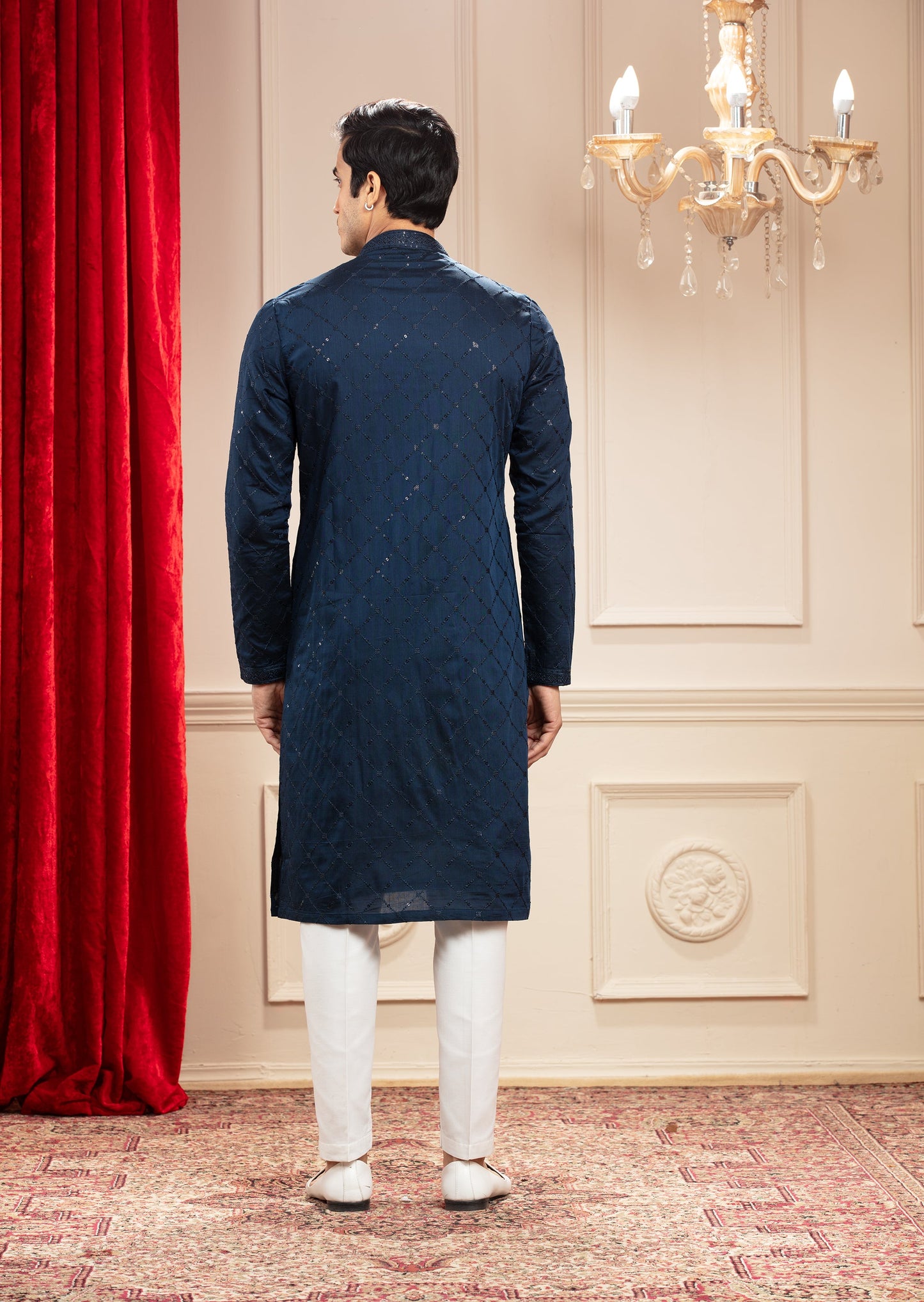 Indigo Blue kurta pajama Set with sequin and thread work