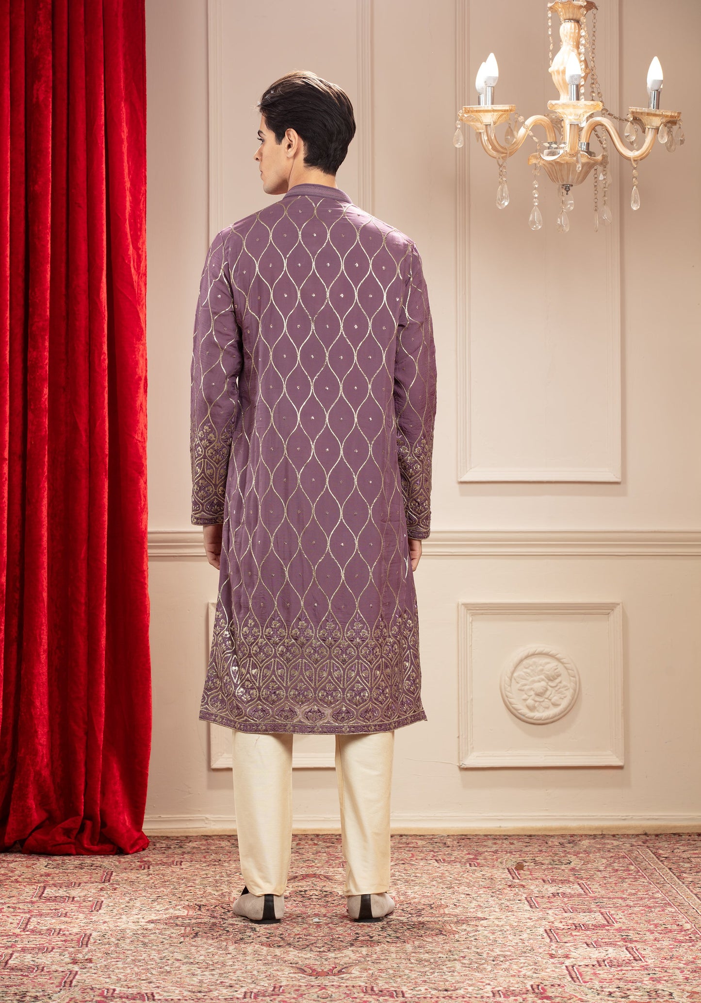 Light Purple kurta pajama set with sequin work