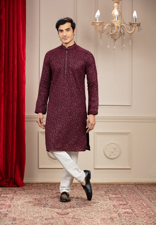 Maroon Georgette kurta pajama Set