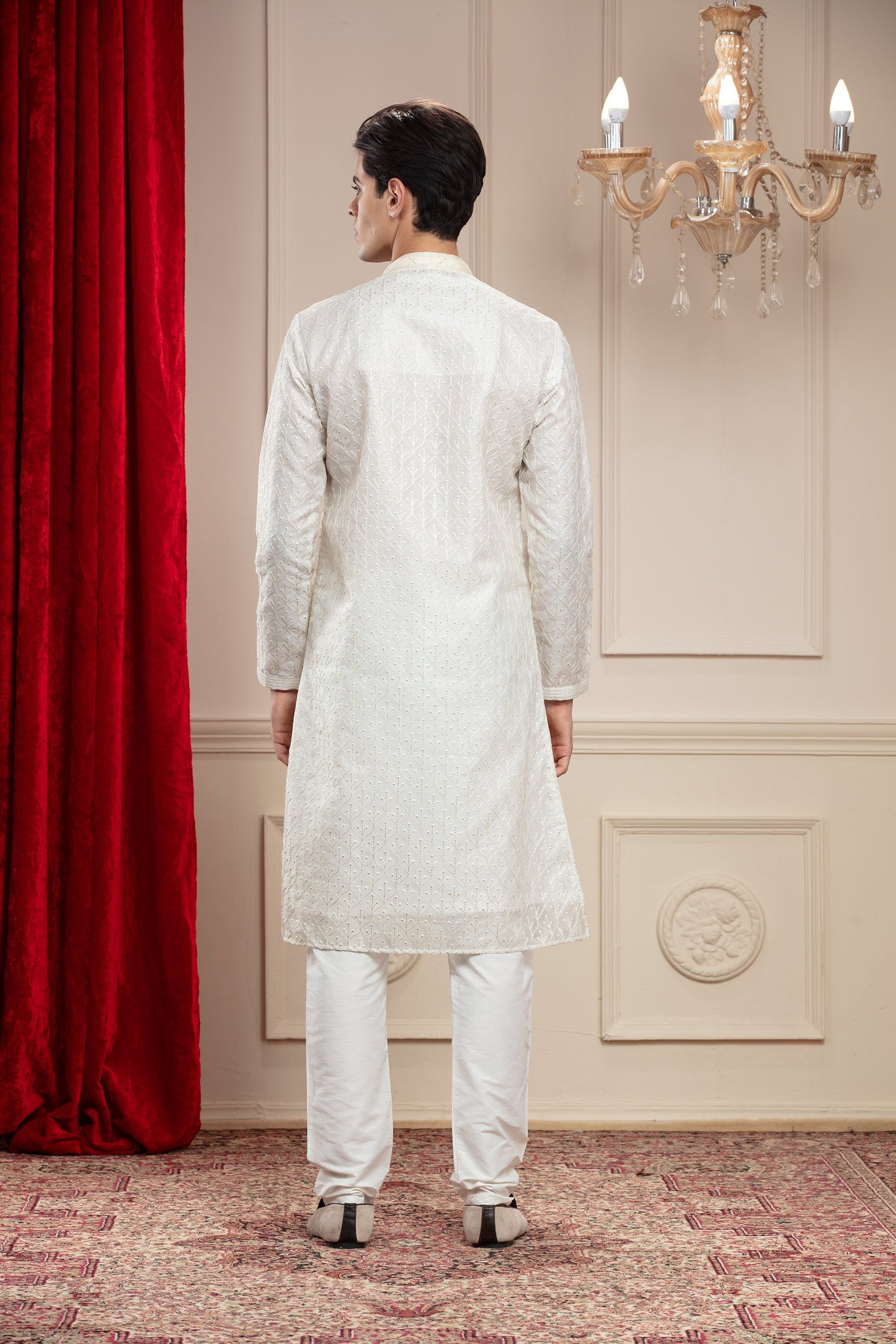 Snow White plain splendid silk kurta pajama set