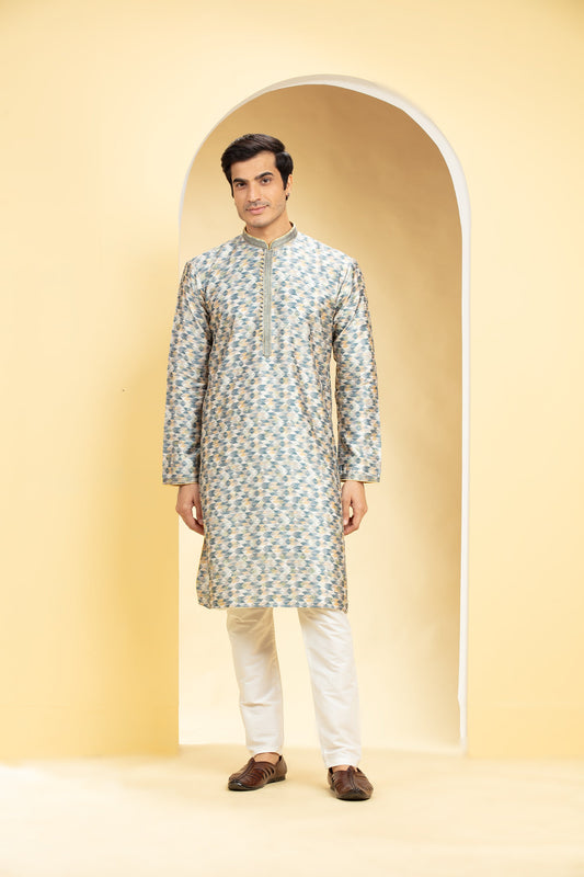 Multicoloured Printed Lucknowi kurta Set