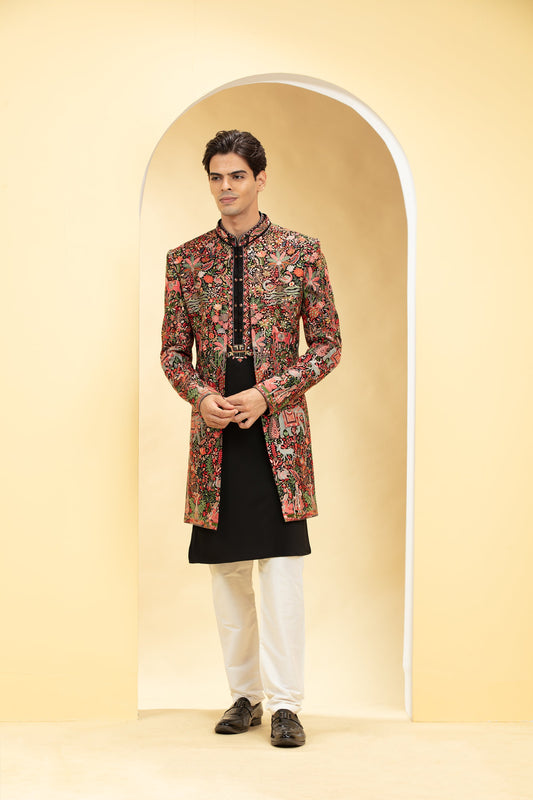 Multicolour Indo Western Jacket Set