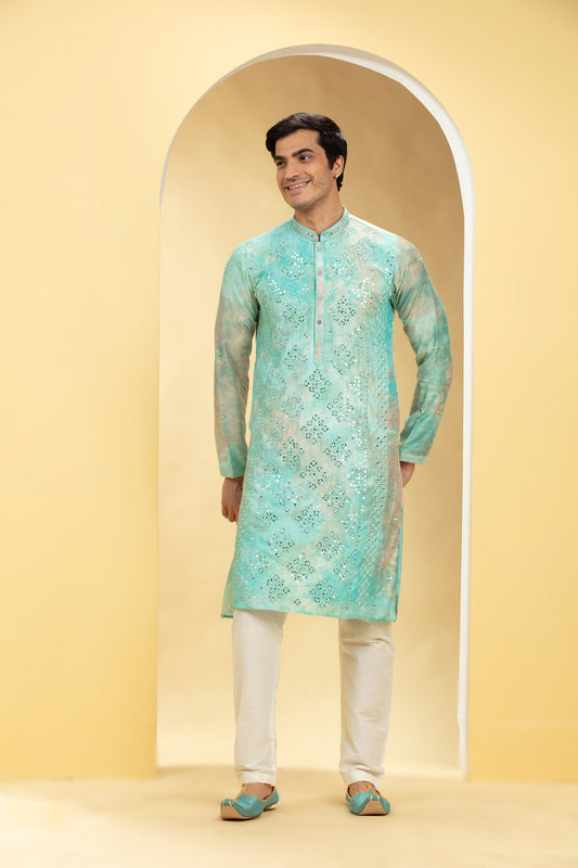 Turquoise Blue tie and die pajama set