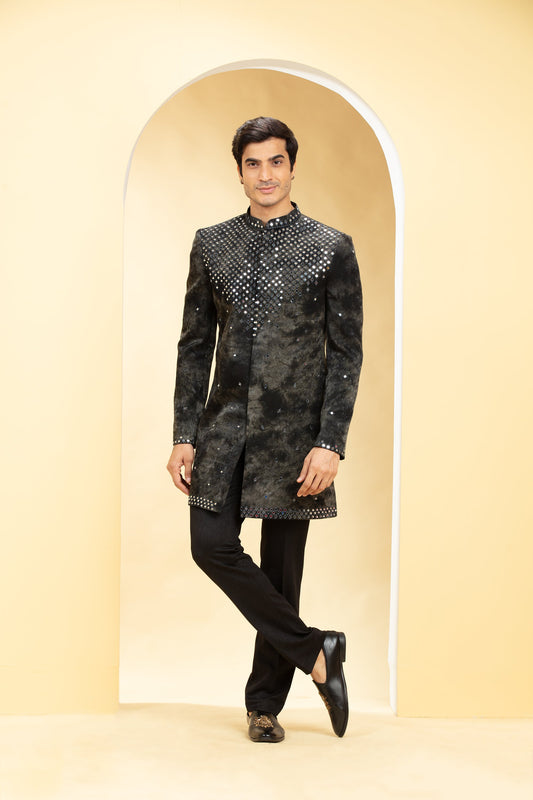 Velvet Indo Western kurta Set with mirror work