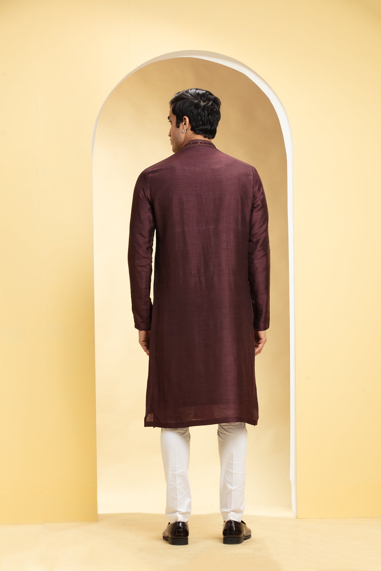 Burgundy Lucknowi kurta pajama Set with Mirror and sequin work