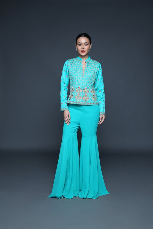 Spring GreenBundi With Palazzo - Sanjeev Marwaaha