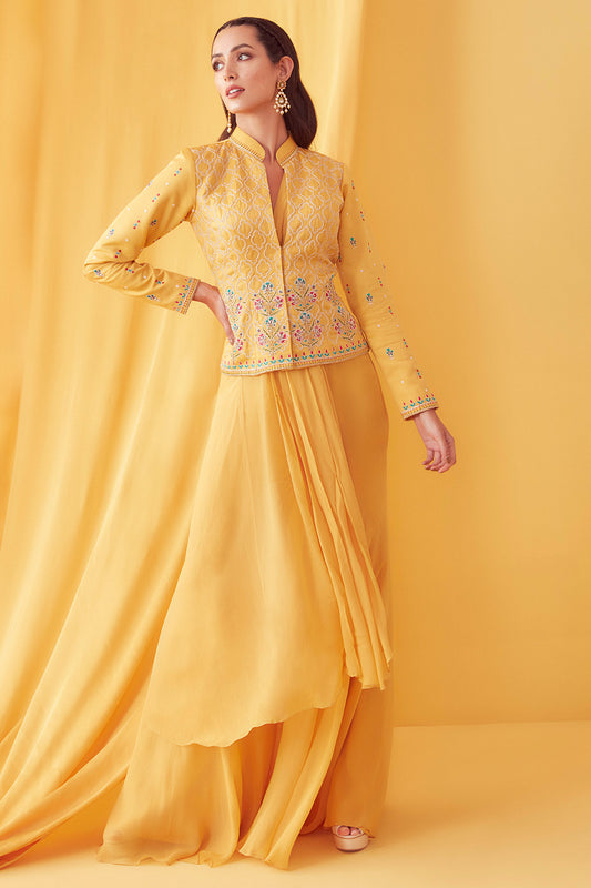 Mustard Bundi Saree Concept Set - Aarambh