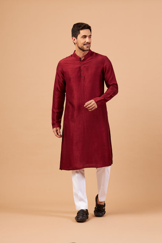 Maroon Raw Silk Festive ( only Kurta )