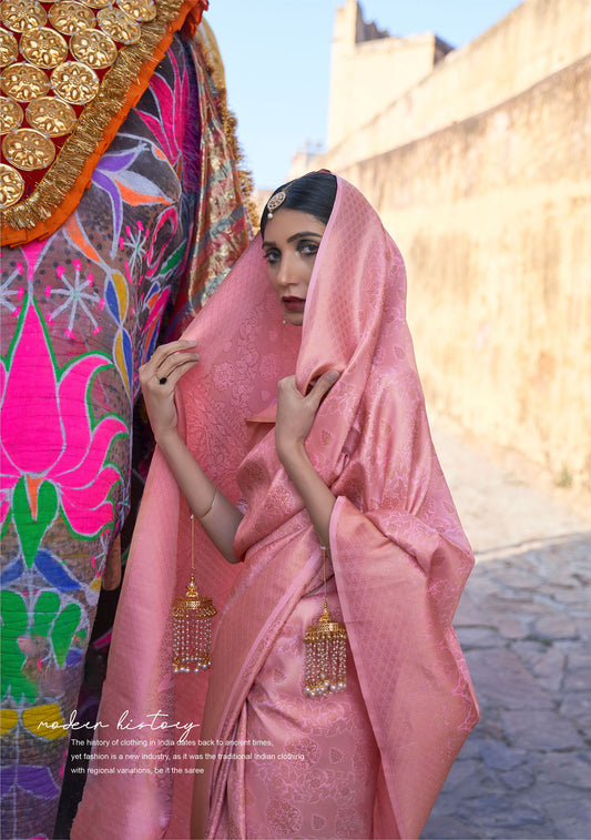 Pink Kumbhi Silk - Grande Handloom Saree