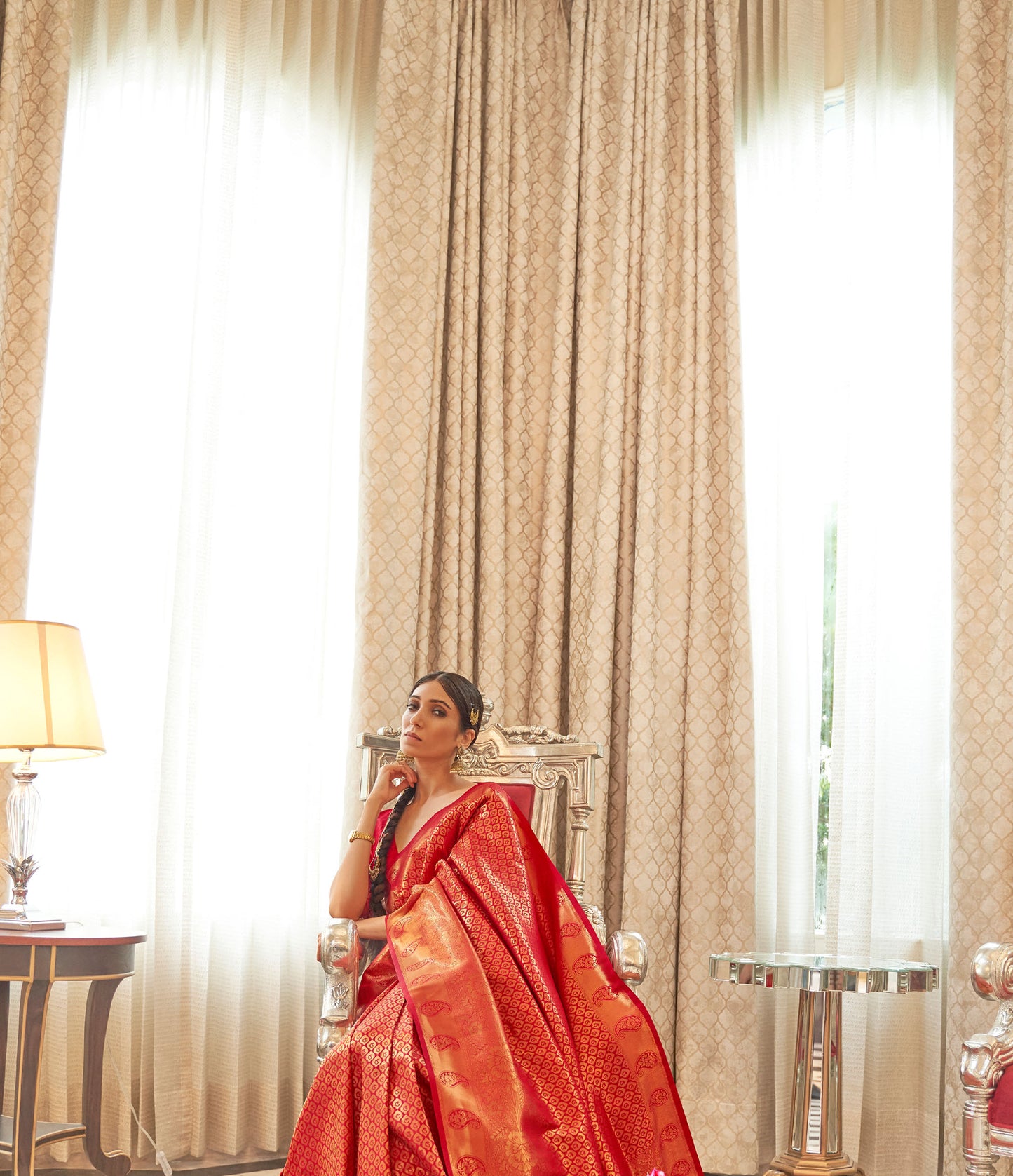 Red Kaabha Silk Handloom Saree