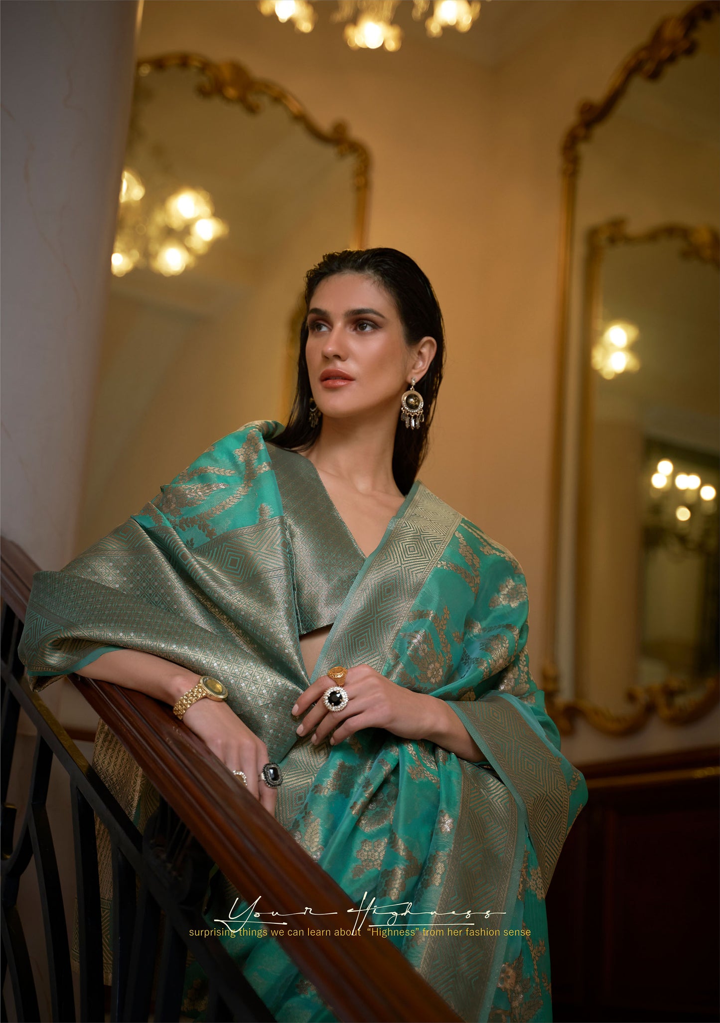 Green Keesha Organza Two tone Handloom Saree