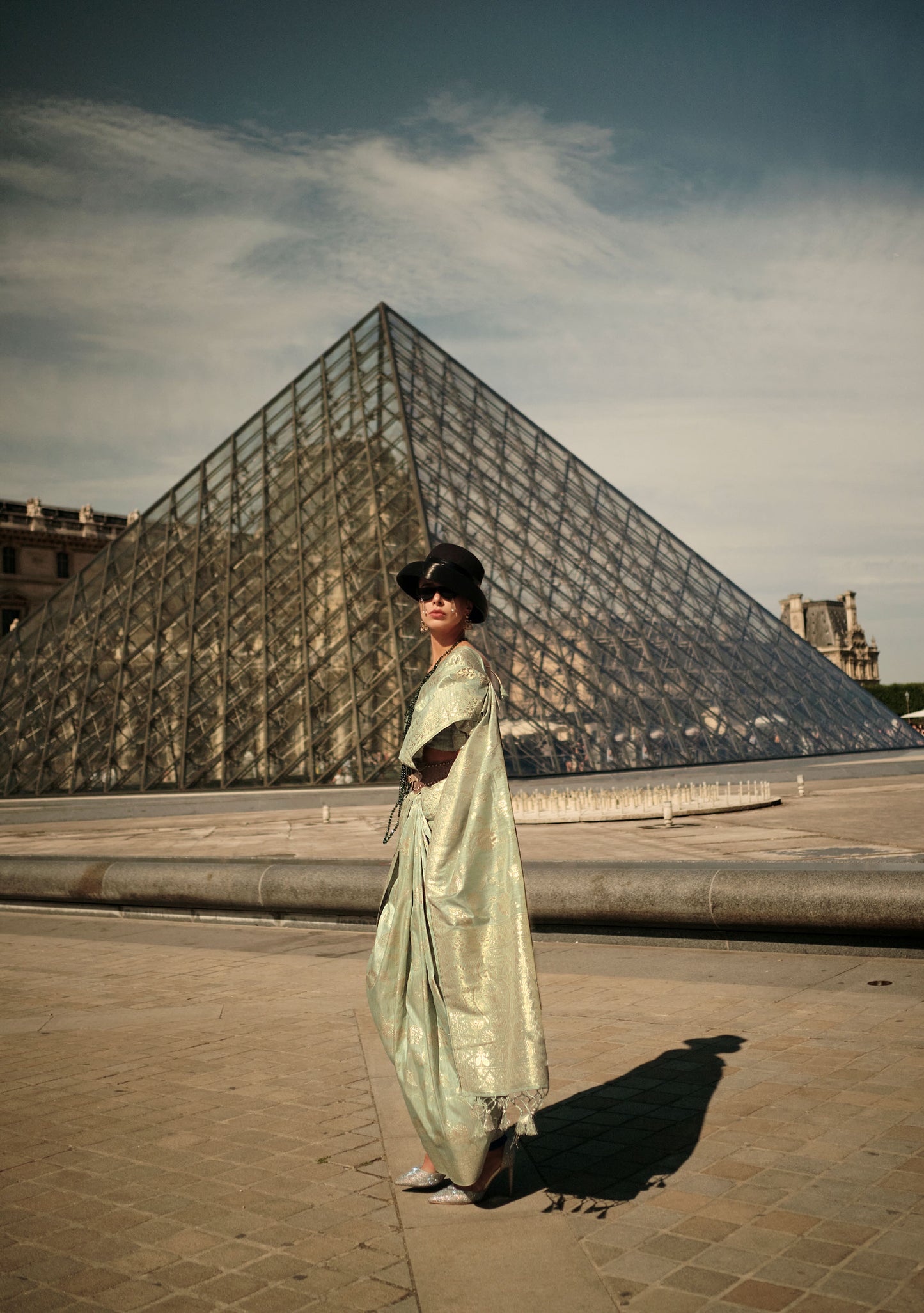 Light Green Kaasha Silk Gota Handloom Saree