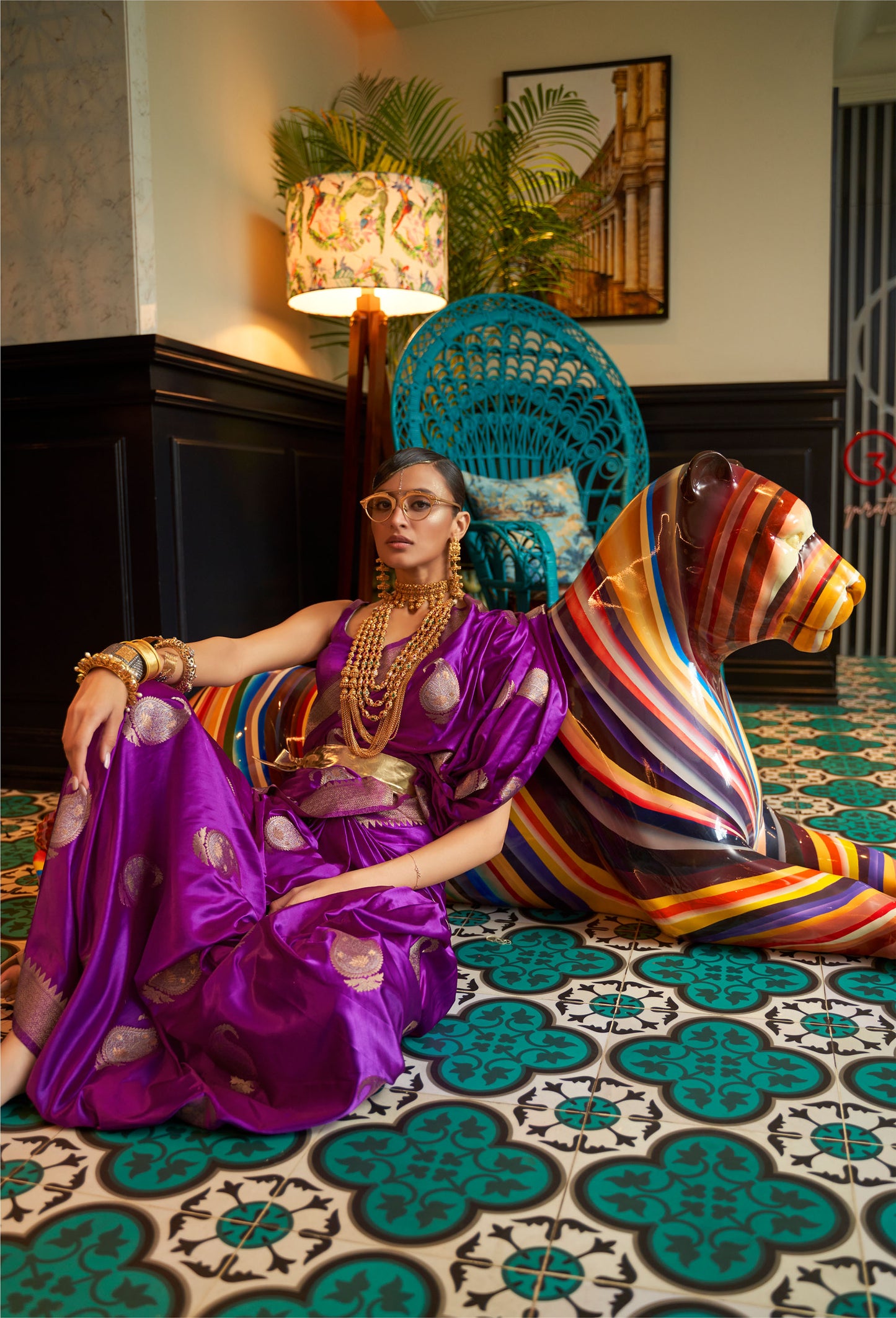 Purple Kushaq Silk Nylon Pure Satin Saree