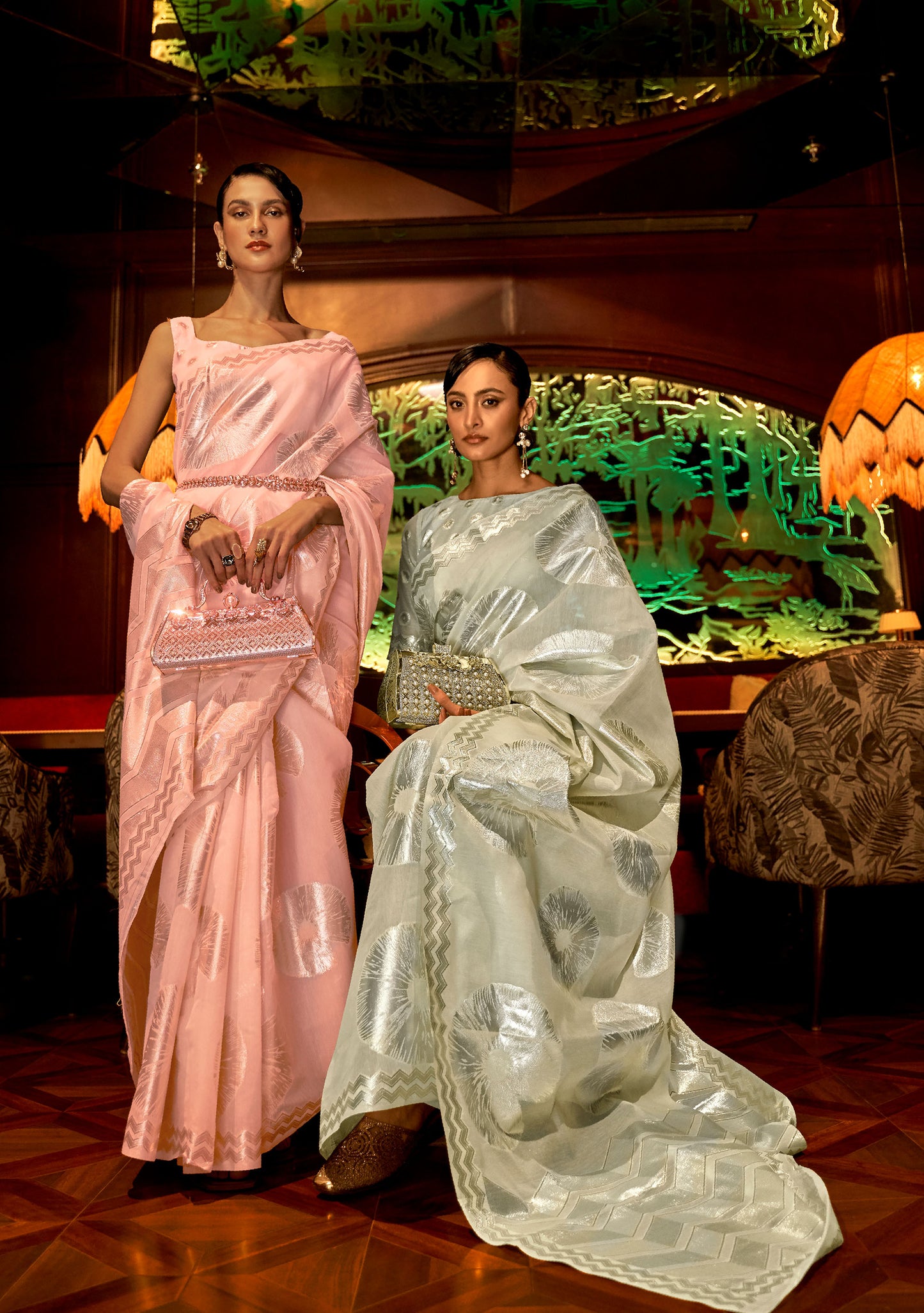 Pink Krown Silk Modal Zari woven saree