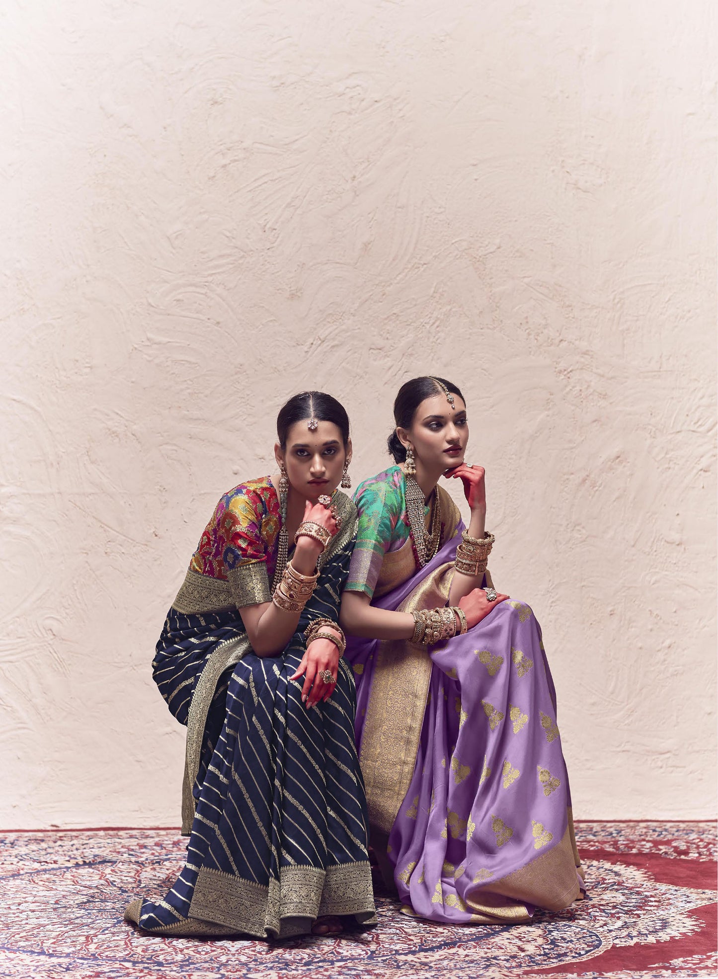 Navy Blue Printed Kasturi Saree