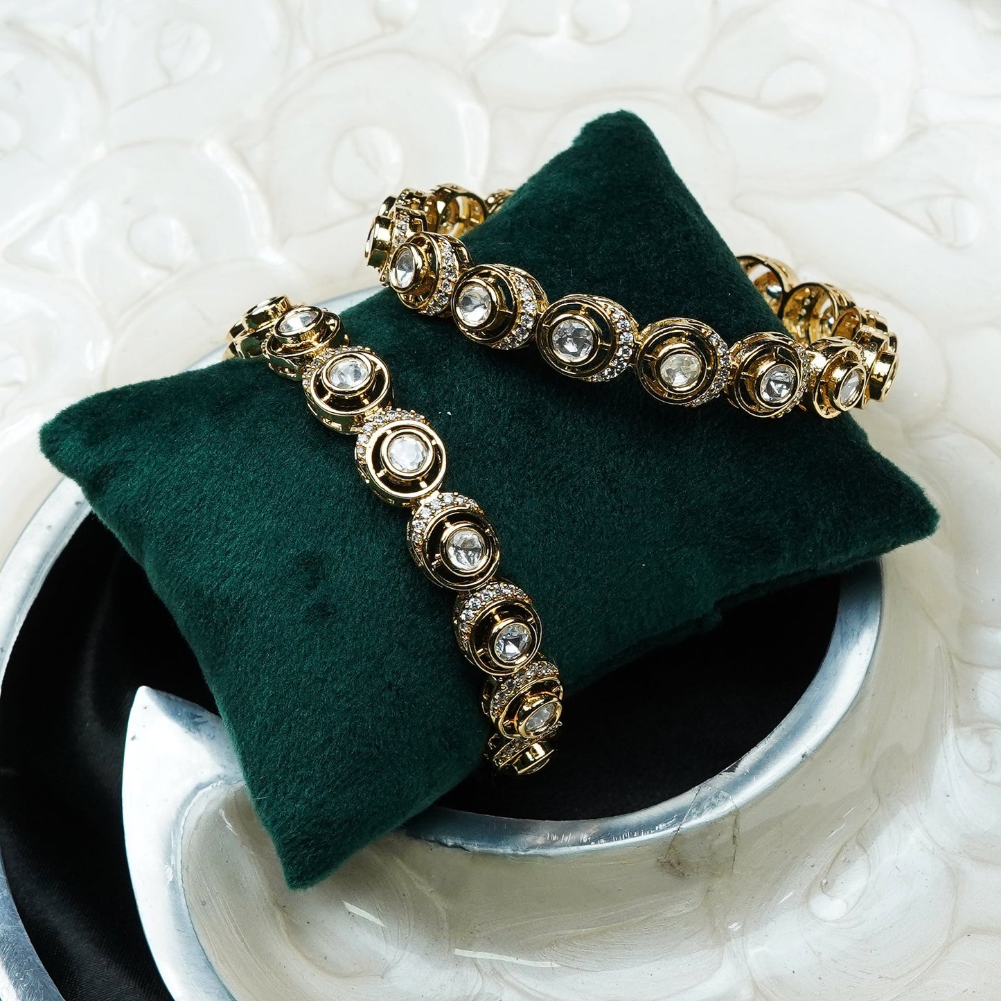 Diya Antique Gold Kundan Bangles