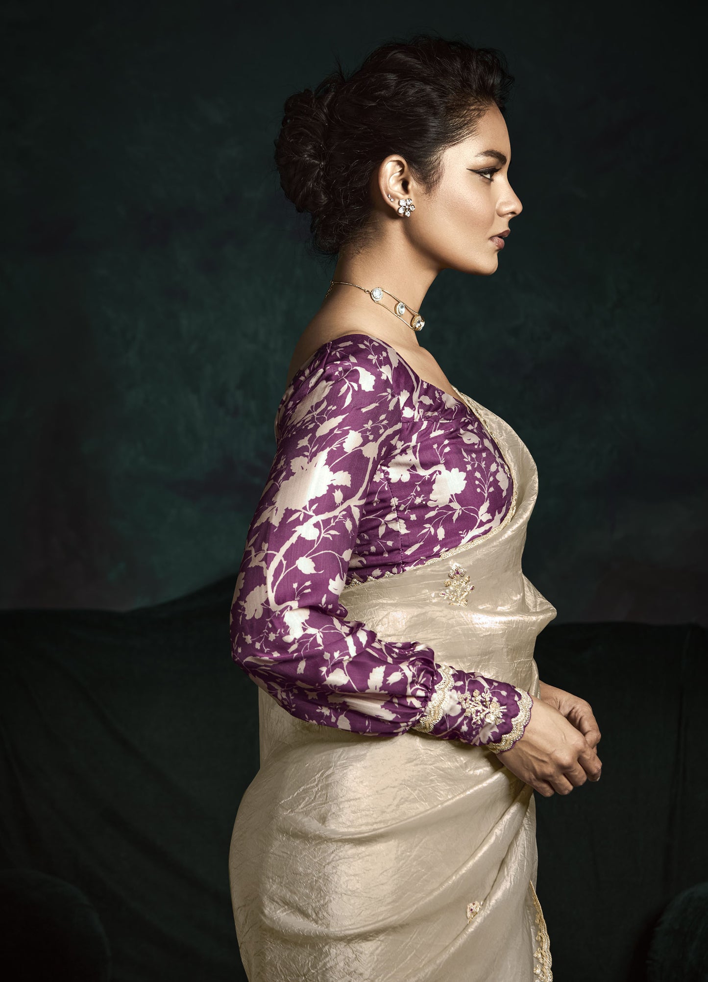 Beige Sequins Embroidered Festive Rangat Saree