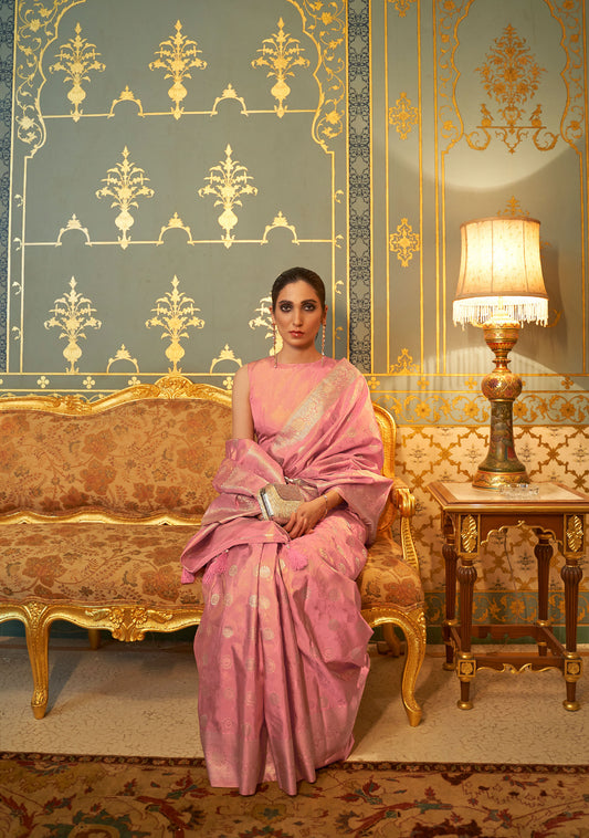 Pink Kandana Silk Handloom Saree