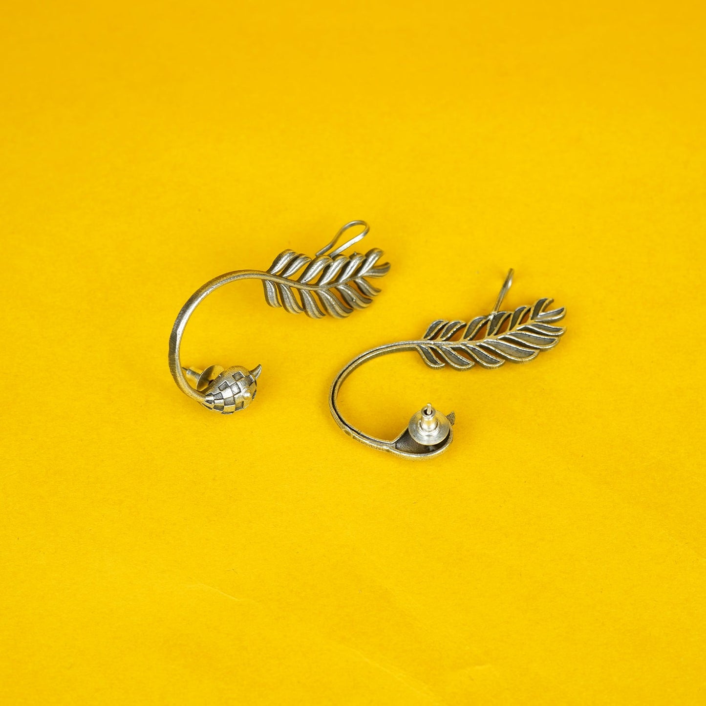 Zevar Club Oxidised Silver-Plated Bird Motif Statement Ear Cuffs Earrings