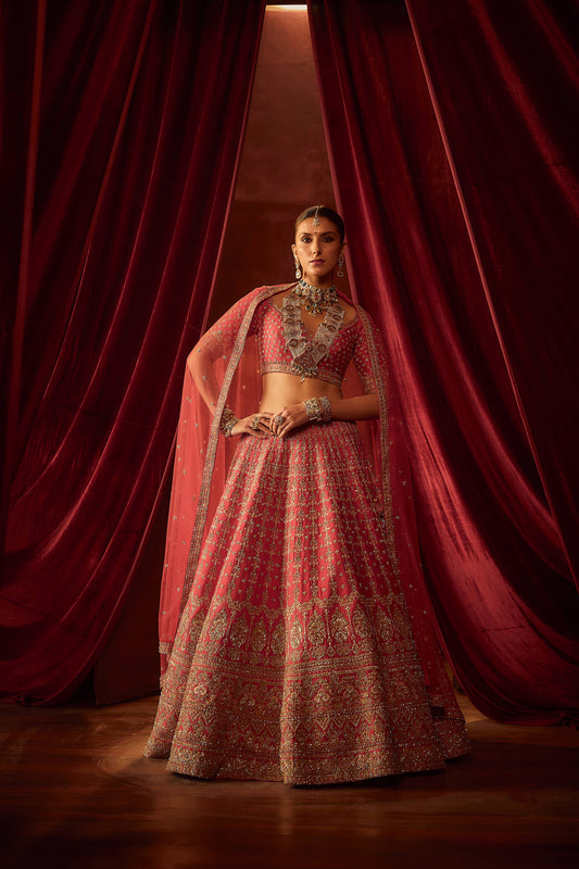 Rani Raw Silk Hand & Machine Embroidered Lehenga Set