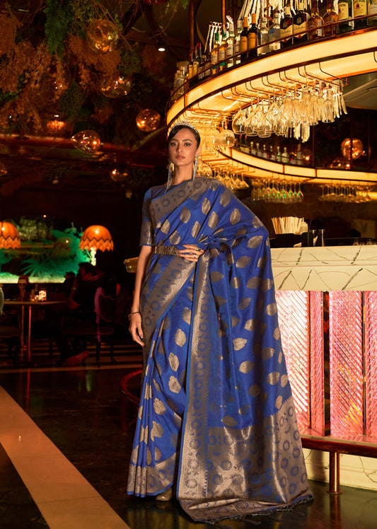 Navy Blue Kihaarika Silk Handloom Saree