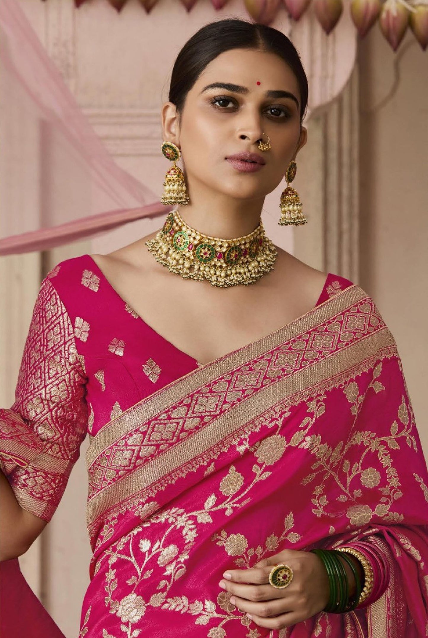 Rani Pink Dola Viscose Silk Premika Saree