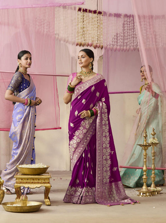 Periwinkle Blue Dola Viscose Silk Premika Saree