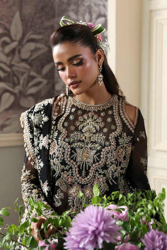 Nocturne - Black Organza Heavy Embroidered Dress