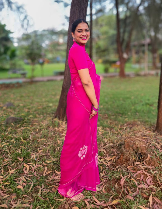 Amber and Ahom elegance Pink Saree