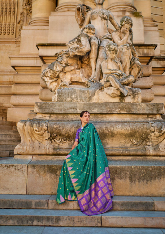 Teal Green Khwaab Handloom Khadi Silk Saree