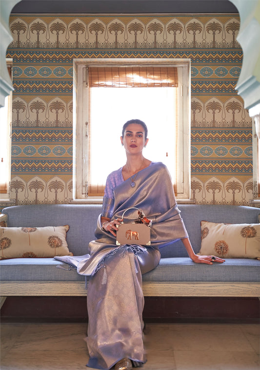 Lavender Kumbhi Silk - Petals Handloom Saree