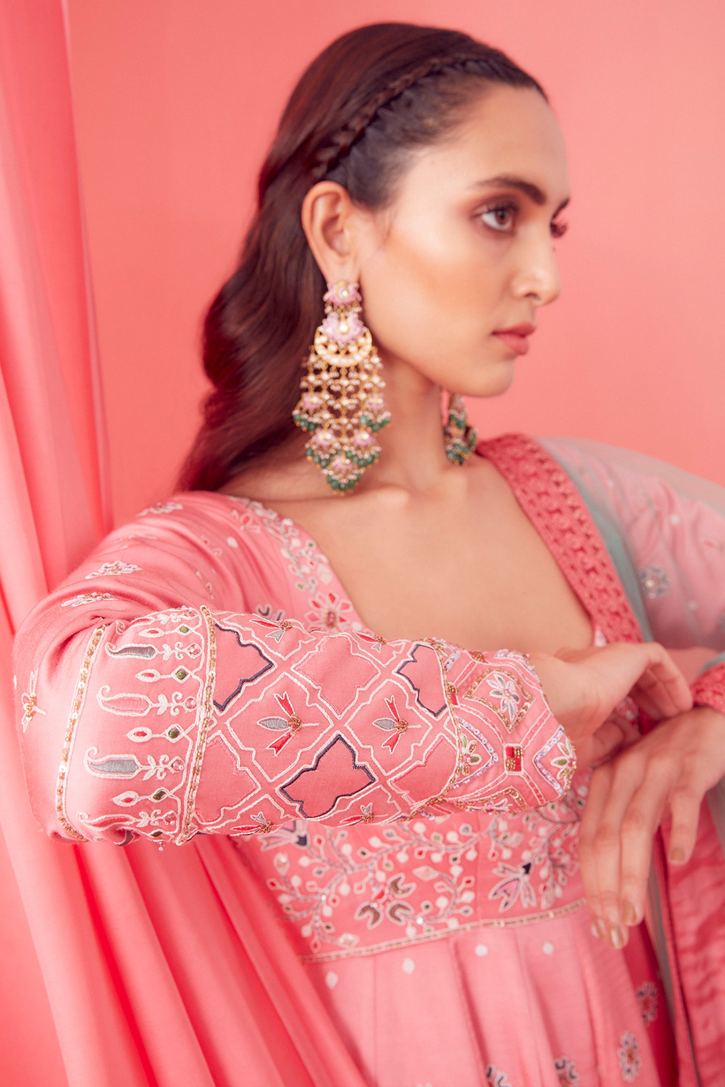 Soft Pink Dori embroidery Anarkali set - Aarambh