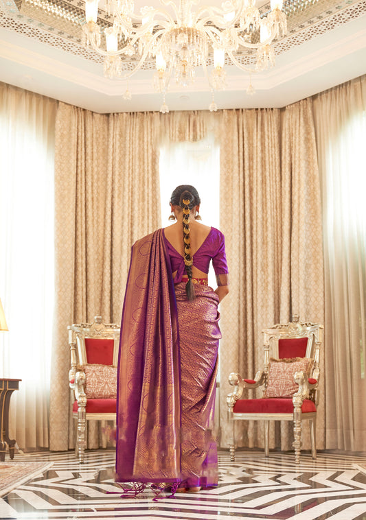 Purple Kaabha Silk Handloom Saree
