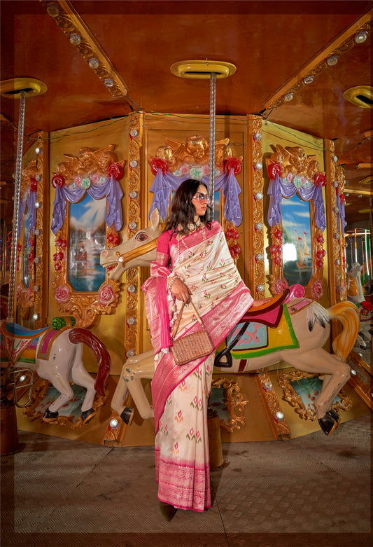 Cream Kaitra Handloom Silk Saree