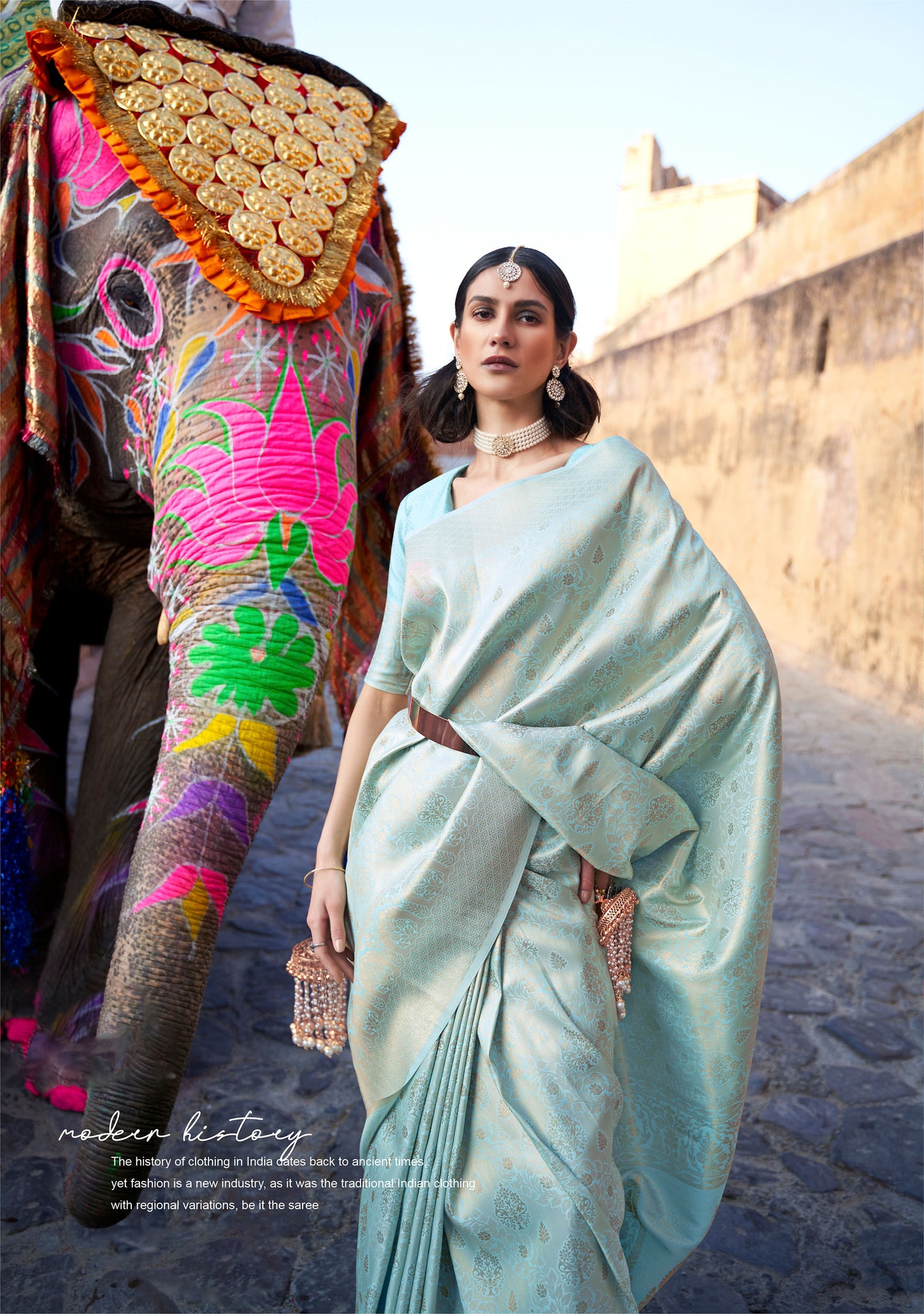 Light blue Kumbhi Silk - Grande Handloom Saree