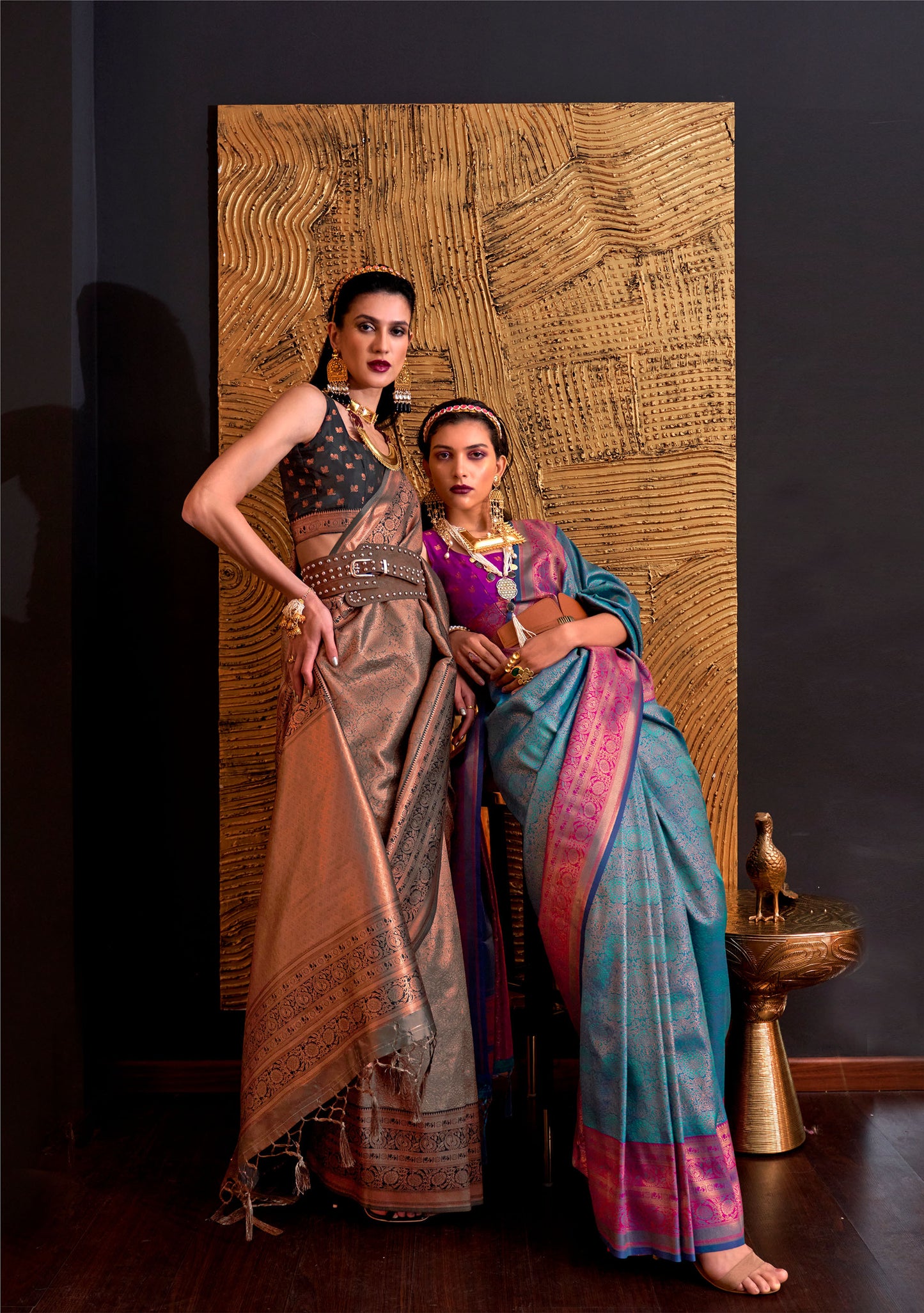 Blue Kamiya Silk Chap handloom Saree