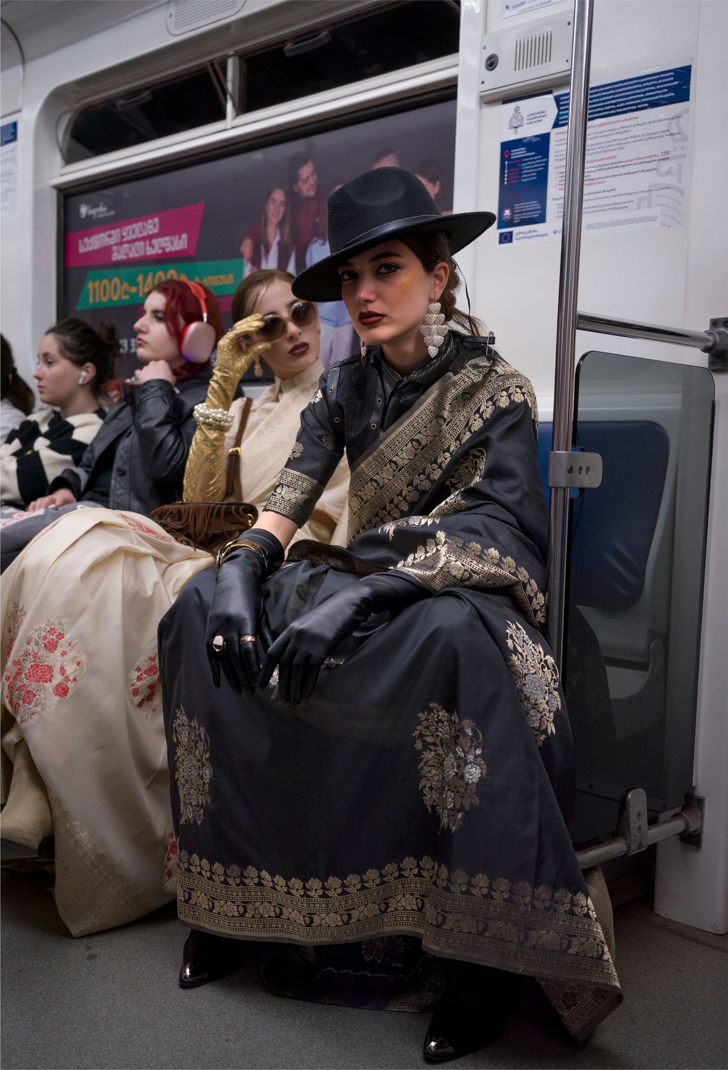 Black Kyoto Habutai Silk Handloom Saree