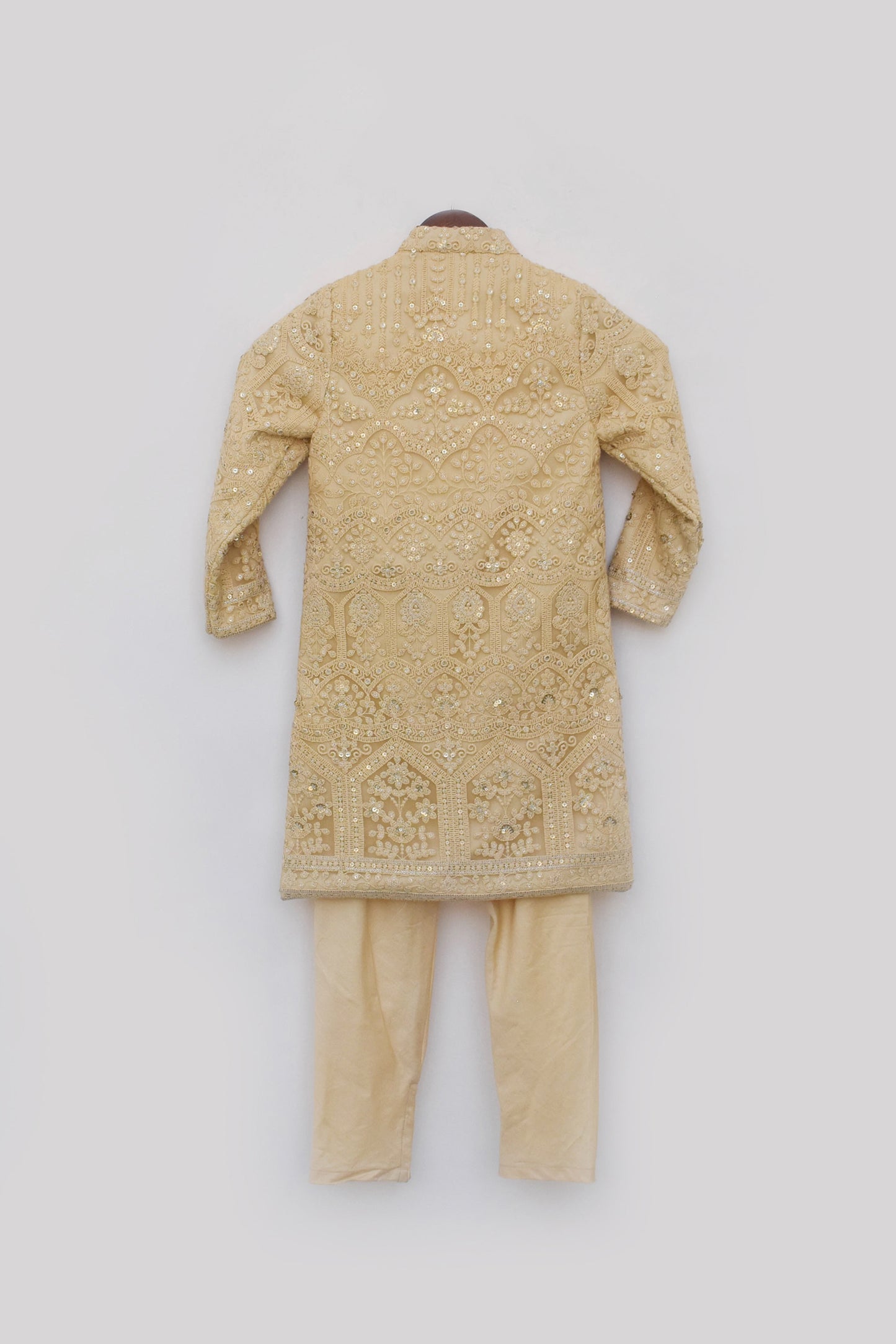 Gold Lucknowi Ajkan with Pant